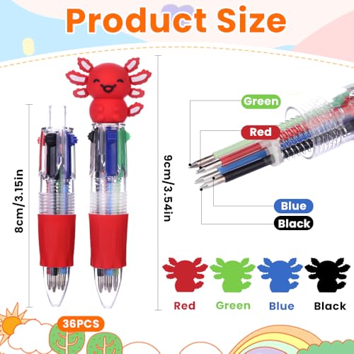 36PCS Axolotl Fun Pens Kawaii Mini Multicolor Gift Pens for Party Favors - style: Cartoon Axolotl-36pcs