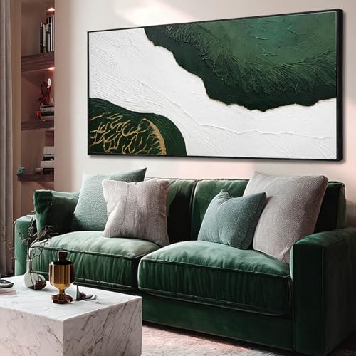 SOUGUAN Green Abstract Wall Art White Textured Minimalist Wall Decor Sage Green Gold Large Artwork Pictures Modern Canvas Prints for Living Room Hallway Fireplace Bedroom Home Office 24"x48" - color: SOUGUAN-BJL60120, size: 48"L x 24"W