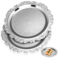 ABOOFAN Vintage Silver Dessert Tray Set of 2, 9.8Inch Round Metal Platter - size: 9.8"