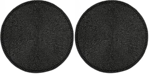 Beaded Round Placemats - Beaded Table Mats with Polyester Backing for Dining Table, Wedding, Christmas, Holiday, Party Decor - Handmade Glass Bead Charger 13" (Black) - ALPHA Living HOME (Pack of 2) - color: Black, size: Set of 1 (Pack of 2)