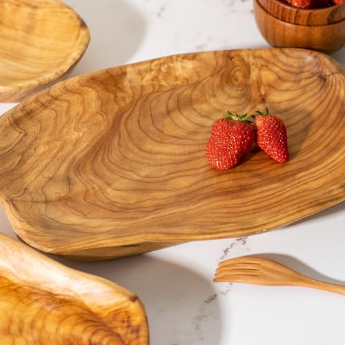 Root Wood Dish, Party Platter and Tray for Sandwich Bread Serving, appetizer display, Vintage ring dish, Hand Carved Artworks (10-12 inch) - color: 10-12in Root Platter