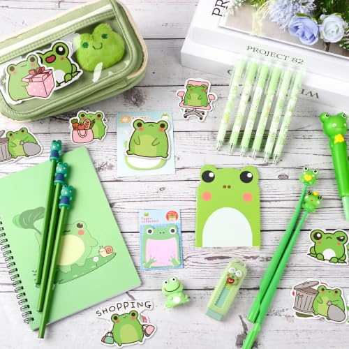 Ulema 52pcs Cute Frog Stationery Set Frog Gifts for Boys Girls Birthday Back to School and Classroom Rewards Office Supplies with Frogs Stuff. - style: Frog