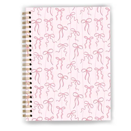 GDJIEGBC Coquette Pink Ribbon Bow Striped Notebook 5.5x8.3in - color: Color-H