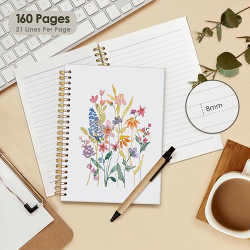 Wheatwin Floral Notebook Journal, Wildflower Cute Hardcover Spiral Notebook for Work Note Taking Women Writing School Teen Girls 5.5x8.3 - color: Flower - 1