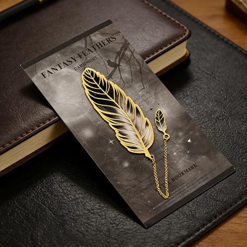 4Pcs Fantasy Feather Bookmarks for Books, Metal Bookmark with Chain, Unique Reading Accessories for Women Book Lovers, Teachers, Students - style: 4Pcs Feather