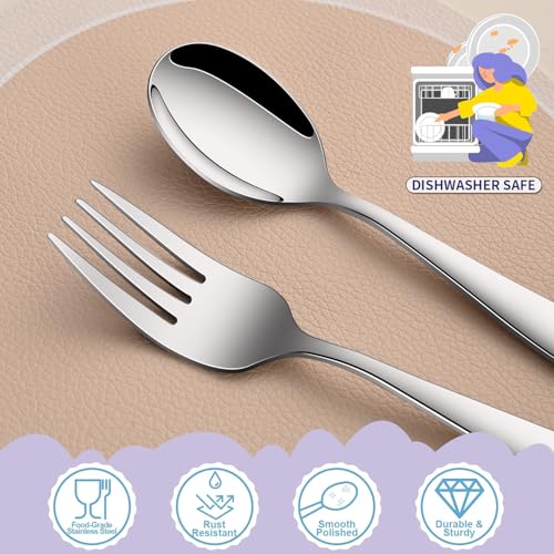 DEHOV Toddler Eating Utensils Set,Set Of 12 Food Grade Stainless Steel Silverware Sets For Kids,Dishwasher Safe Children Small Metal Spoons And Forks Flatware Sets - color: Silver