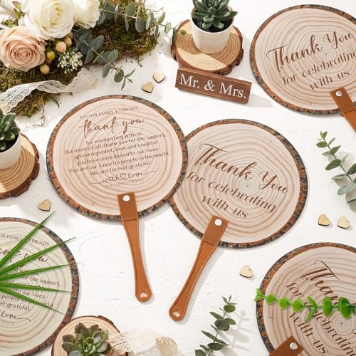 CroBlissful 100 Pcs Wedding Hand Fans for Guest Bulk, Handheld, Tree Bark - style: Tree Bark