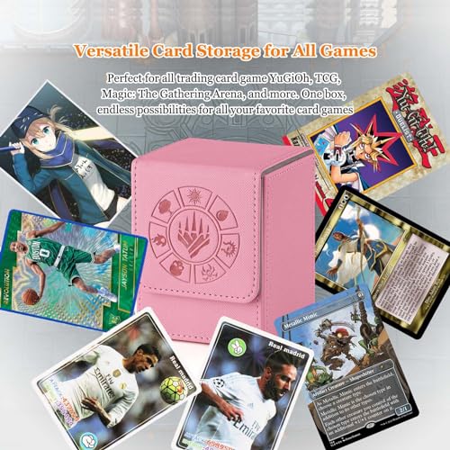 Arkeiliy MTG Deck Box 110+ Storage Sleeved Cards for Magic Commander - color: Pink