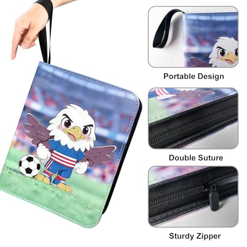 400 Pockets Soccer Card Binder, Portable Waterproof PU Storage Album,J850 - color: Soccer03-400