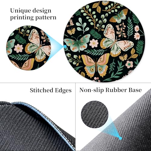 Hancynir Butterfly Floral Round Mouse Pad, Small Mousepad for Office Desk - color: Butterflies Floral