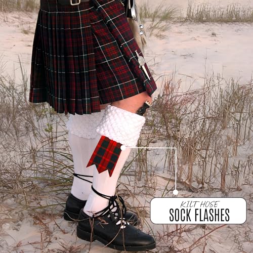 EZE Kilt Flashes for Men with Heavy Buckle Adjusters, Plain & Tartan Kilt Sock Flashes Acrylic Wool - color: Fraser