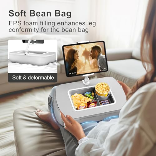 ERGONOV Tablet Pillow Stand with Snack Bowl,iPad Holder for Bed -Light Gray - color: Light Gray