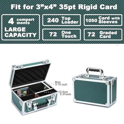 Collectable Trading Card Cases, Toploaders Storage Box, Magnetic Card Storage Hard Cabinet, Graded Card Storage Case, Sports & Trading Collector Storage Box (Green) - color: Green, size: Small
