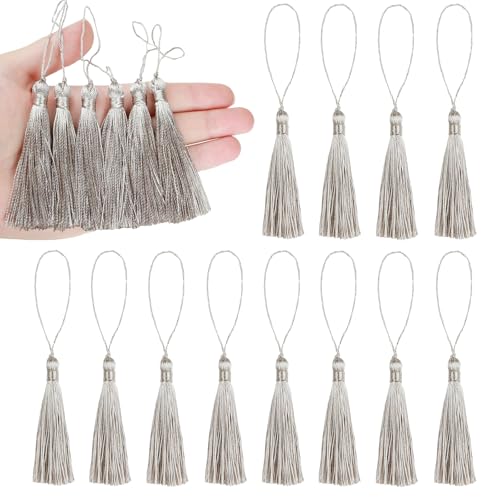 BEL AVENIR 20pcs 5" Silky Floss Carft Tassel Keychain Tassel-Dark Beige - color: Dark Beige, size: 20pcs