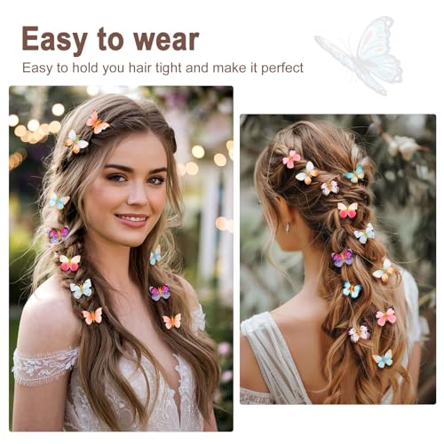 20Pcs Butterfly Hair Clips Moving Rainbow Glitter Clip Fairy Accessories Dream Color - color: Dreamy
