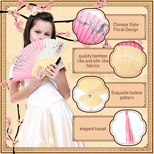 Roowest 48 Pcs Folding Hand Fans Foldable Chinese Japanese Fans for Women