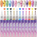 Biutee 12 Colors Nail Art Pens Set, 3D Nail Polish Pens 0.7mm Quick-Drying - color: MulticolorC