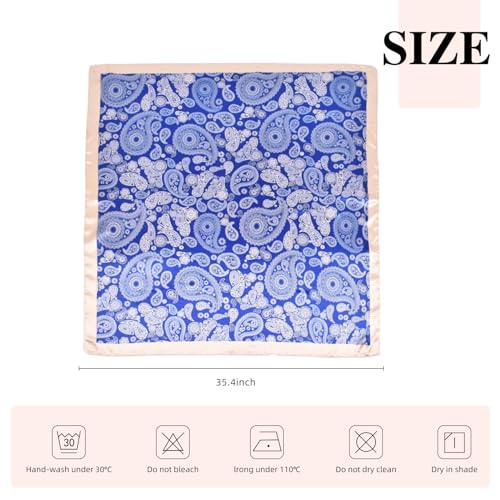 35 Inches Silk Head Scarf-Satin Hair Scarves Silk Bandana Scarf Headscarf for Women's Fashion Scarves - color: Medium Cashew Nut - Blue