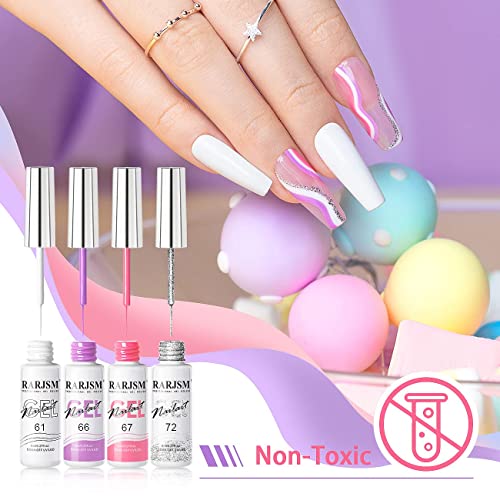 RARJSM Gel Liner Nail Art, Cotton Candy Collection Painting Gelpolish Set Wire Painting Drawing Gel for Nailart Design White Yellow Blue Purple Red Colors - color: Green
