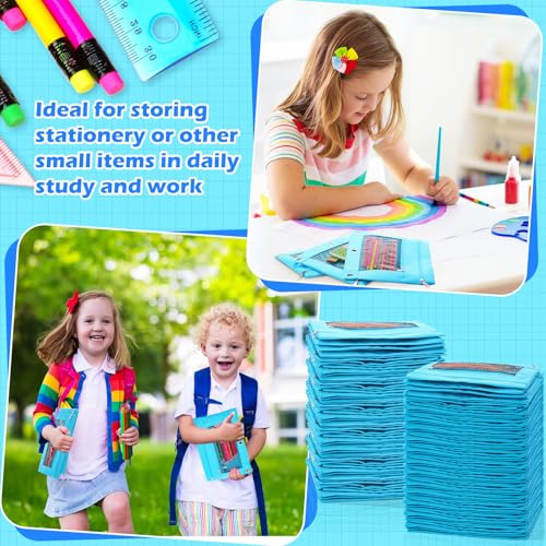 Zhehao 100 Pcs Classroom Binder Pencil Pouches, Blue, 2 Zipper - color: Blue, style: 2 Zipper