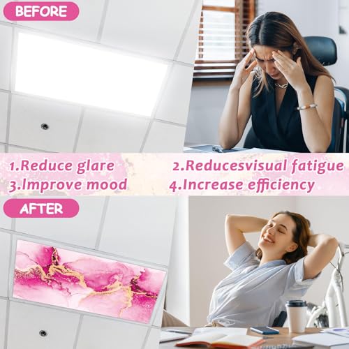 6 Pcs Fluorescent Light Covers with 60 Magnets Decorative for Classroom Ceiling Lights 4 x 2 Feet Magnetic Light Covers Filter Easy Install for Office Hospital & Home Drop Ceiling Supplies (Fluid Art) - color: Fluid Art