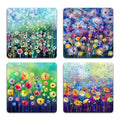 Beautiful Watercolor Flowers Square Coaster Set of 4 - color: Beautiful Watercolor Flowers