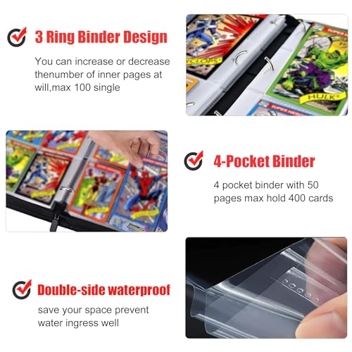 400 Pockets Card Binder, Portable Waterproof PU Storage Album,RM37 - color: Anime-400, size: 4 Pocket