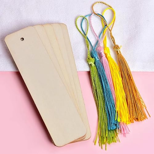 20PCS Unfinished Bookmarks Kit with 20PCS Colorful Tassels
