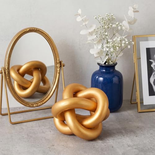 Yalikop 3 Link Wood Knot Decor Rustic Table Shelf Accents, Gold - color: Gold