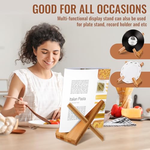 Cookbook Stand for Kitchen Counter, Wooden, Brown - color: Brown