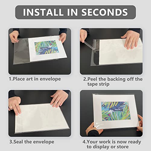50 Pack Acid-Free Crystal Clear Sleeves Storage Bags for 9x12 Art Prints - size: 9x12 50 Pack