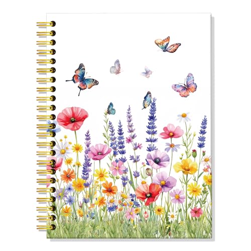 ERHACHAIJIA Watercolor Wildflowers Lined Spiral Notebook for Coworker - color: Red-Green