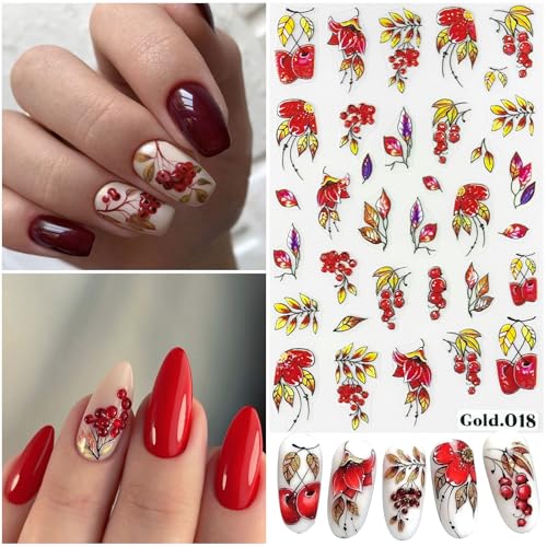 Autumn Nail Stickers for Nail Art Yellow Nail Decals for Women - color: Colorful-24