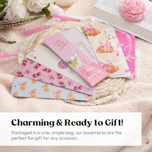 Kaciola Studio 10 PCS Pink Bow Bookmarks,Funny Bookmarks for Women,Double Sided Pink Romance Booklover Gifts,Cute Gifts for Romance Reader Friends Girls - color: Pink Bow