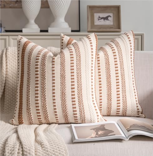 Cethom Brown Fall Rustic Boho Throw Pillow Covers 18x18 Inch Set of 2 - color: Brown, size: 18" x 18" (Pack of 2)