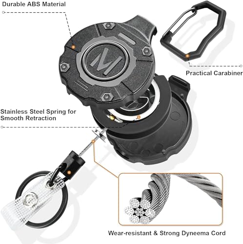 2 Pack Heavy Duty Retractable Keychain with Tactical ID Card Holder