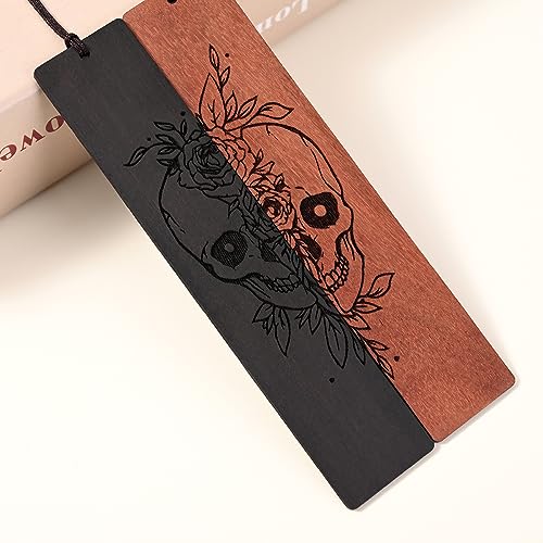 4 Pcs Wooden Bookmark Set, Book Marks for Book Lovers, Unique Bookmarks Gifts for Men Boy (Dragon and Skull) - style: Dragon and Skull