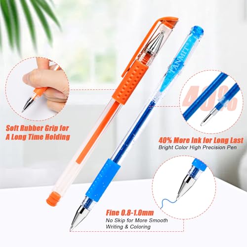 TANMIT 36 Colors Gel Pens Set for Adult Coloring Books with 40% More Ink