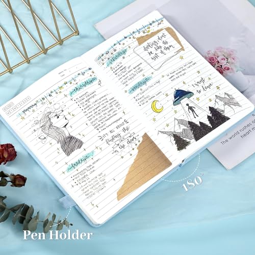 Lined Journal Notebook for Women Cute Leather Notebooks for Writing - color: Blue