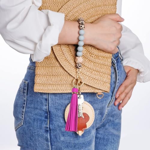 HOVEOX 20 Pcs Leather Tassel Keychain Tassels for Crafts and Handbags