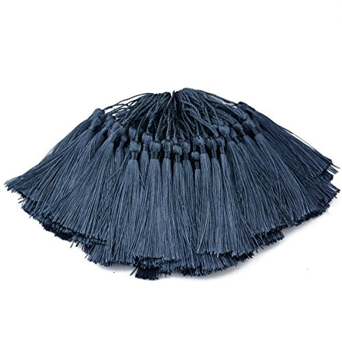 100Pcs 5 Inch Silky Bookmark Tassels for Jewelry, Souvenir(Dark Grey) - color: #26 Dark Grey
