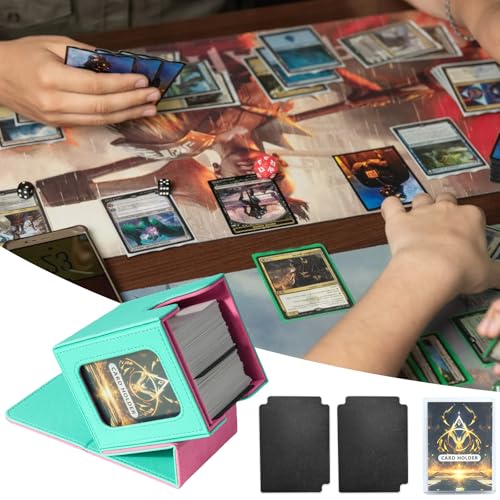 Card Deck Box for MTG Commander, Deck Case Holds 100 Double-Sleeved Cards - color: Green & Pink, size: 1 Box