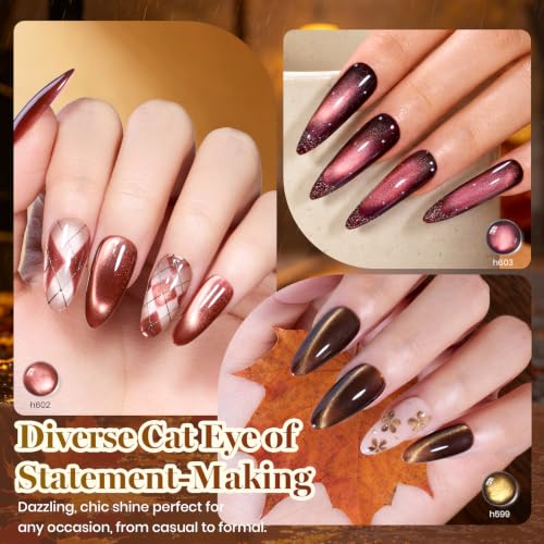 Beetles Cat Eye Gel Nail Polish Set, Gilded Street 6 Colors Fall Gel Polish - color: A - Glassy | Mixed Finishes | Gilded Street Fall