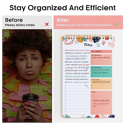 Taja To Do List Notepad, Undated Daily Planner for Work and Goal Setting - color: e-Blossom Grove, size: 1 Pack