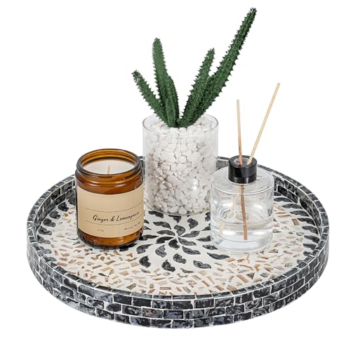 12.5" Lazy Susan for Table Top – Mother of Pearl Spinning Turntable Serving Tray, Marble Lazy Susan Organizer for Dining Table Centerpiece, Kitchen Island Decor, Bathroom Counter, Outdoor Use (Flower) - color: Lucky Flower