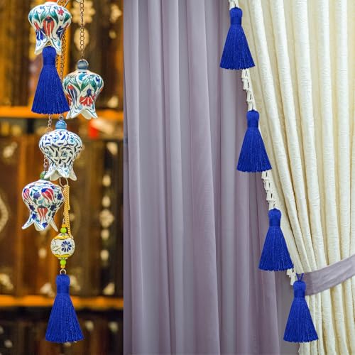 20Pcs 4.3 Inch Silky Mini Craft Tassels for Earrings, Souvenir(Navy Blue) - color: Navy Blue
