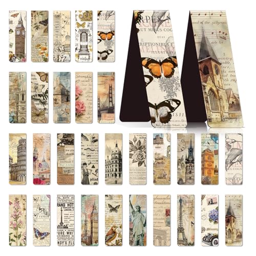 Wxiben 30 Pcs Vintage Nature Magnetic Bookmark Flower Book Mark Page Clip - style: Vintage Natural