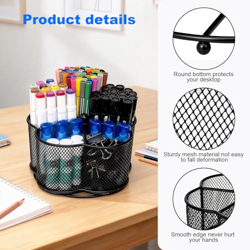 Pen Holder for Desk,360-Degree Rotating Pencil Organizer - color: Plum shaped