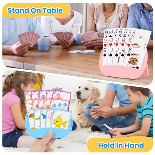 Card Holders for Playing Cards, 2 Pack Playing Card Holder (Blue & Pink) - color: Blue & Pink
