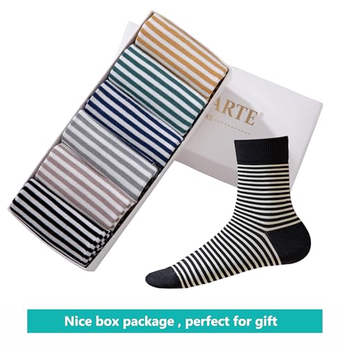 MAGIARTE Womens Mini Crew Cotton Socks,6 Pairs - color: Color#02-stripe